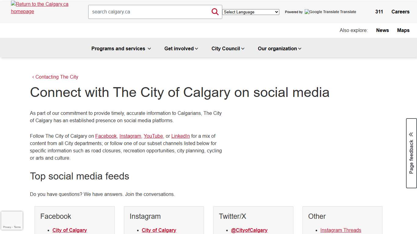 Connect with The City of Calgary on social media